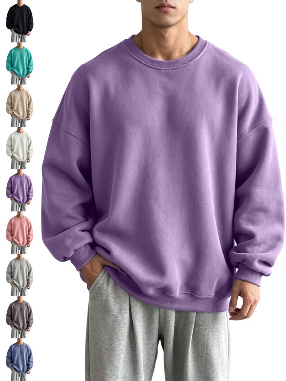 Loose Fit Crewneck Sweatshirts for Men Long Sleeve Casual Fall Tops