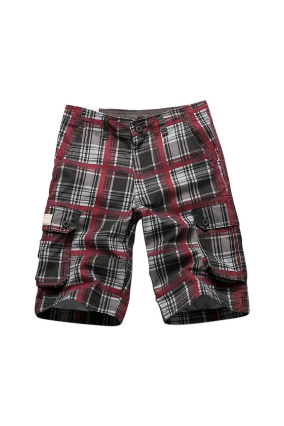 Loose Fit Knee Length Plaid Cotton, Short (Men's 34)