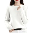 thumbnail image 1 of Loose Fit Lace Trim Knit Pullover Sweater Long Sleeve Lightweight For Fall And Winter Seasons Casual Comfort Wear, 1 of 4