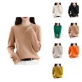 thumbnail image 1 of Loose Fit Lace Trim Knit Pullover Sweater Long Sleeve Lightweight For Fall And Winter Seasons Casual Comfort Wear, 1 of 4