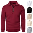 thumbnail image 1 of Loose Fit Men Sweatshirts Quarter Zip Pullover Lightweight 3/4 Zip Pullover Long Sleeve Cold Weather Sweaters Khaki M, 1 of 4