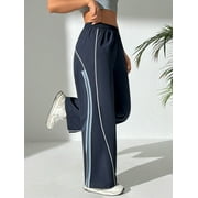 Loose Fit Pants With Side Color Block Detail