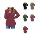 thumbnail image 1 of Loose Fit Pullover Sweater with Curved Hem – Long Sleeve Casual Round Neck Tunic Top for Women, 2025 Fall Everyday Wear, 1 of 4