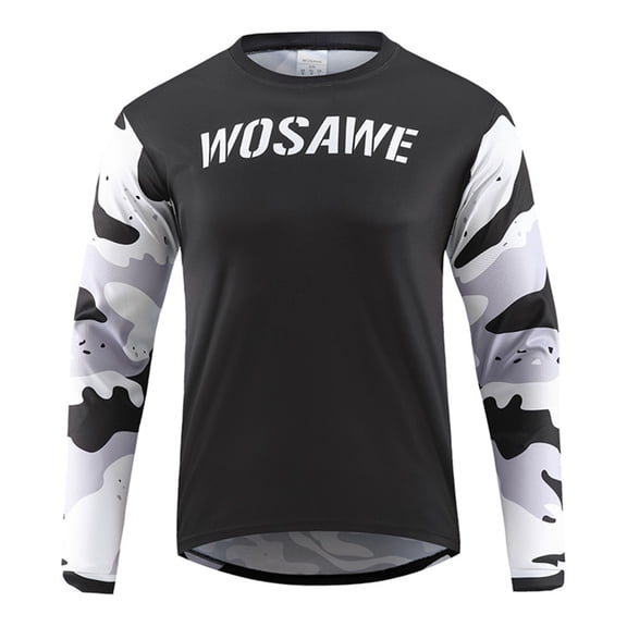 Loose-Fit Quick-Dry Mountain Cycling Jersey with Printing Ink Design for Cross-Country and Downhill, Grey, Size XL, 1 Pack