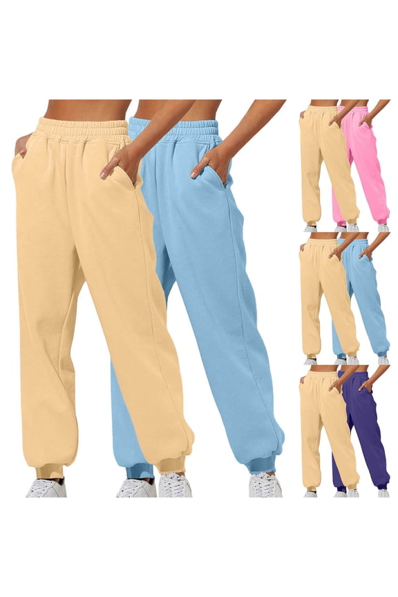 Loose Fit Sanitary Pants, 2PC Women's Casual Sweatpants Lounge Pants with Elastic Waist, Solid Color Home Wear Pajama Bottoms, Cozy Gifts for Women | Sopatenor,Light Blue XL