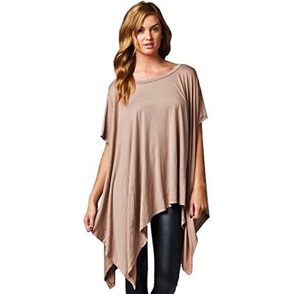 Loose Fit Short Sleeve Tunic with Asymmetrical Hemline