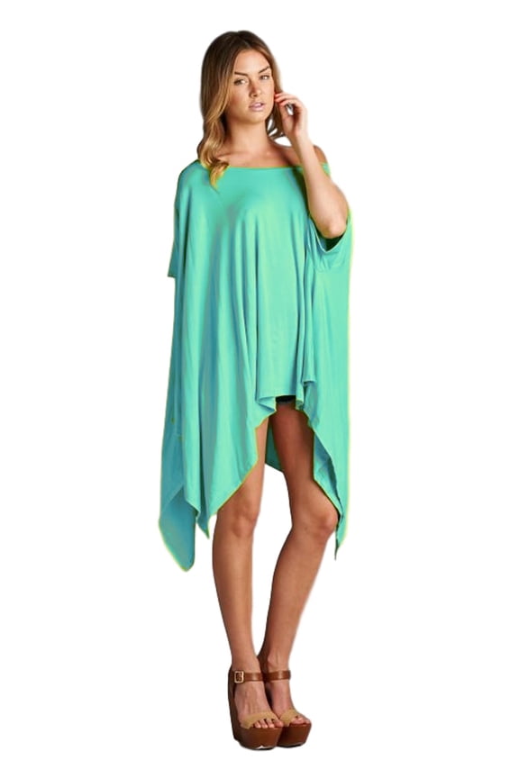 Loose Fit Short Sleeve Tunic with Asymmetrical Hemline