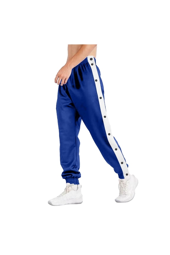 Loose Fit Side Snap Button Basketball Pants Men Elastic Cuffs Training Warm Up Joggers Athletic Track Sweatpants
