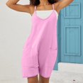 thumbnail image 1 of Loose Fit Solid Color Overalls,Women Overall Shorts Summer Rompers Baggy Overalls Short with Pockets, 1 of 5