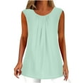 thumbnail image 1 of Loose Fit Solid Tank Tops Sleeveless Baggy T-Shirts Vest Summer Casual V Neck Ruched Basic Tee Blouses Plus Size, 1 of 9