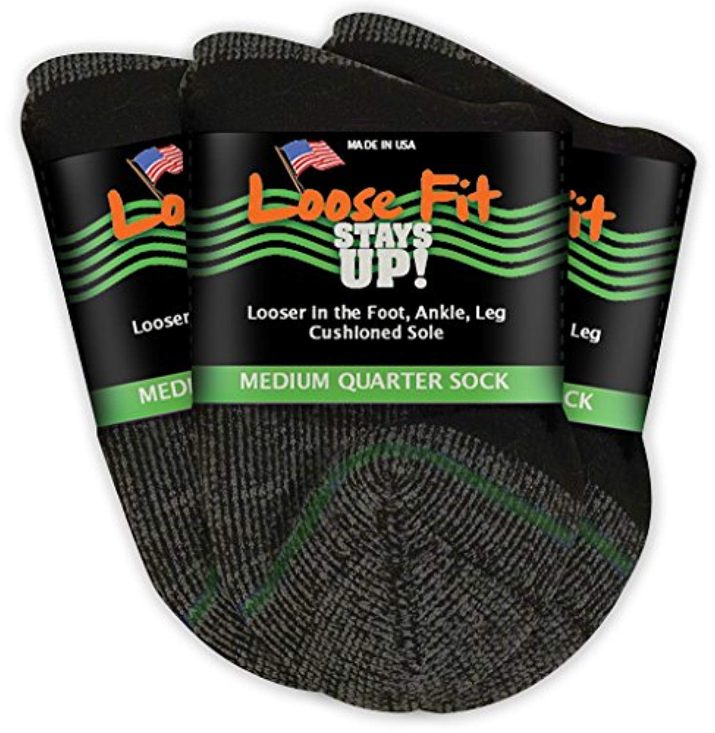 Loose Fit Stays Up - 3 Pack - Mens Womens Wide So Black / Ankle - XL: Men's  15.5-19 - Walmart.com