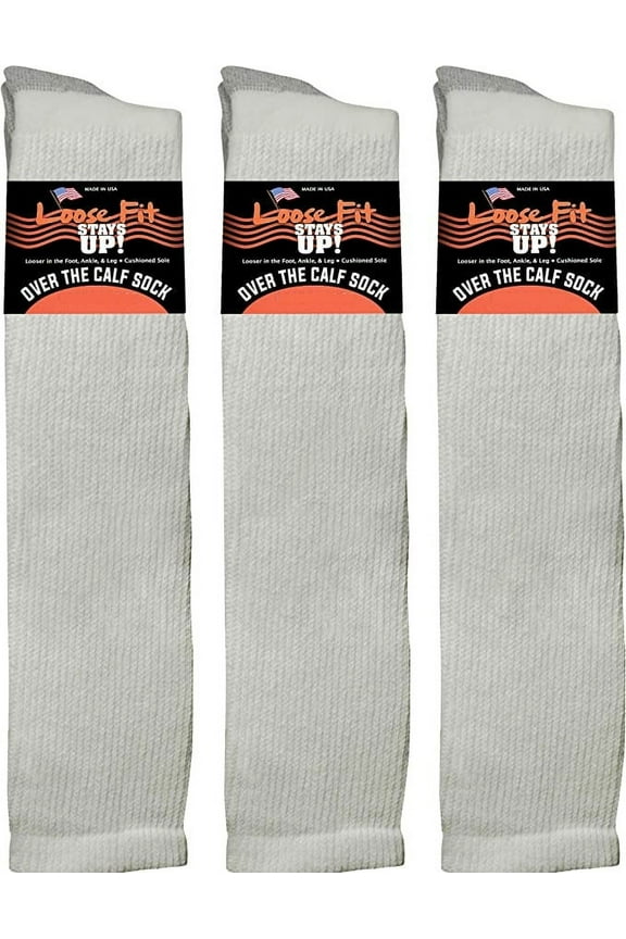 Men's and Women's Over the Calf Boot Socks (Knee High) 3 PK Made in USA! Cushioned Sole.