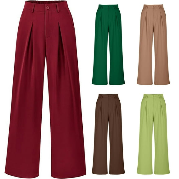 Loose Fit Suit Pants for Women, Trousers Slacks Work Pants, Business Casual formal Office Commuting, High Waisted Straight Leg, Professional Style Gifts for Women | Sopatenor,Coffee XS