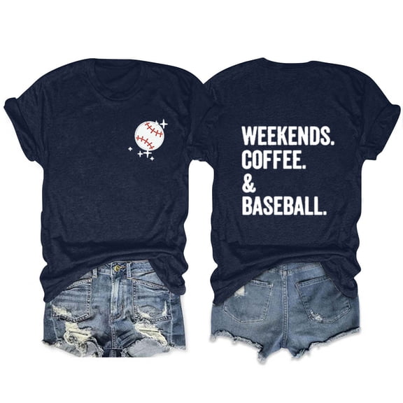 Loose Fit T-Shirts Casual Fashion Women'S T Shirt Weekends Coffee European And American Letter Print Short Sleeve,Blue Women T Shirt XL