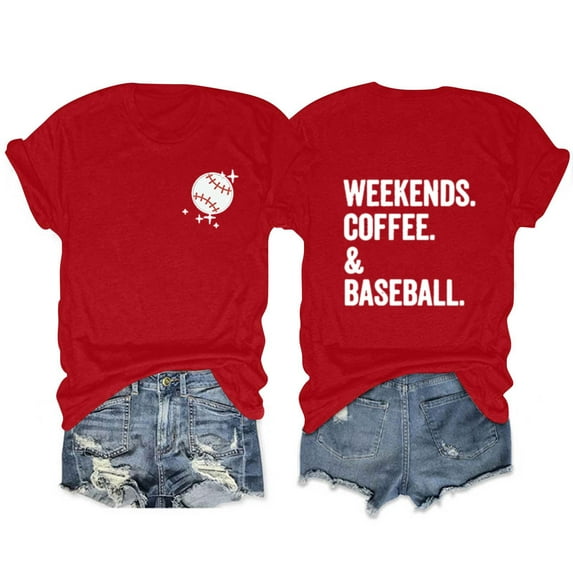 Loose Fit T-Shirts Casual Fashion Women'S T Shirt Weekends Coffee European And American Letter Print Short Sleeve,Red Women T Shirt 3XL