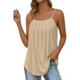 thumbnail image 1 of Loose Fit Tank Top Beach Tank Tops for Women Curved Hem Tank Top Women Womens Sleeveless Tops Plus Size Tank Tops Womens Pleated Tops Long Tunic Tank Tops for Women Beige L, 1 of 7