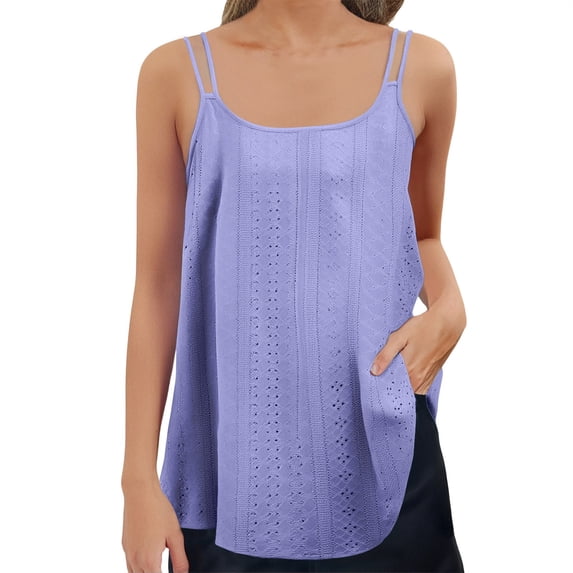 Loose Fit Tank Top Plus Size Tank Tops Sleeveless Summer Tops Ruched Womens Tees Wide Strap Tank Tops Womens Spaghetti Strap Tank Top Long Tunic Tank Tops for Wome Purple XL