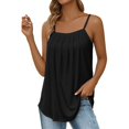 thumbnail image 1 of Loose Fit Tank Top Womens Pleated Tops Summer Tank Tops for Women Sleeveless Summer Tops Ruched Womens Tees Womens Sleeveless Tops Cami Tank Tops for Women Black L, 1 of 7