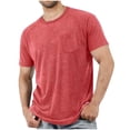 thumbnail image 1 of Loose Fit Tshirts for Men, Casual Pocket Short Sleeve T-Shirt Round Neck Vintage Washed Basic Tees, 1 of 5