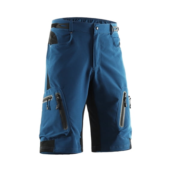 Loose Fit Water-Resistant Mountain Bike Shorts with 4-Way Stretch and Multiple Pockets, Dark Blue, Size XL, 1 Pack