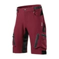 thumbnail image 1 of Loose Fit Water-Resistant Mountain Bike Shorts with 4-Way Stretch and Multiple Pockets, Wine, Size L, 1 Pack, 1 of 3