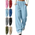 thumbnail image 1 of Loose Fit Wide Leg Sweatpants for Women Elastic Waist with Pockets Basic Casual Athletic Comfortable Everyday Pants, 1 of 9