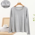 thumbnail image 1 of Loose Fit Women's Cotton Long Sleeve Top with Built-in Bra Pads,Soft Breathable Crew Neck Loungewear Shirt for Casual Daily Wear,Maternity Sleepwear,Layering Basic Tee Light Ashy XL, 1 of 5