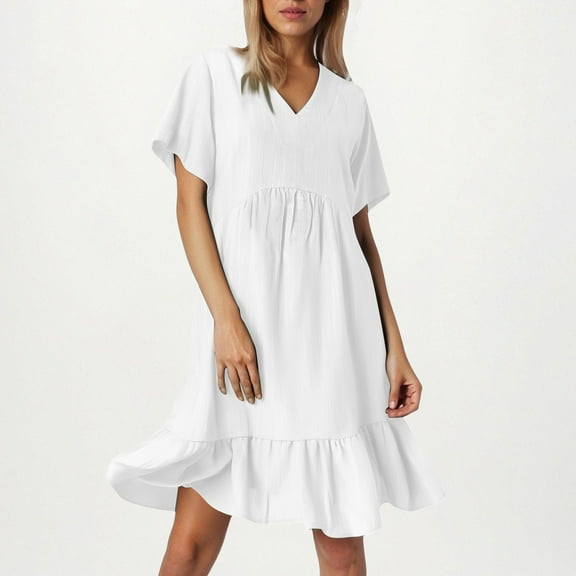 Loose Fit Women's Summer Dress With Short Sleeves Waist Cincher And Flowy Design Midi Dresses for Women Casual Casual Tunic Dress Dresses in Maternity Dresses Casual Postpartum Dress Women's Summer