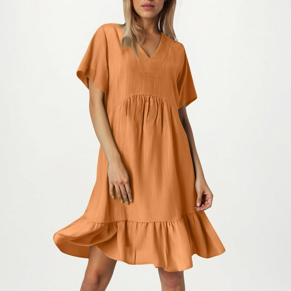 Loose Fit Women's Summer Dress With Short Sleeves Waist Cincher And Flowy Design Midi Dresses for Women Casual Casual Tunic Dress Dresses in Maternity Dresses Casual Postpartum Dress Women's Summer