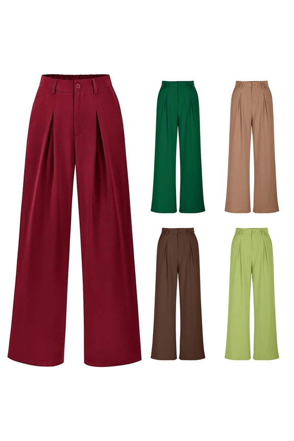 Loose Fit Work Pants for Women, Business Casual formal Trousers, Straight Leg Office Slacks with Elastic Waist, Professional Commuting Clothing, Corporate Style Gifts for Women