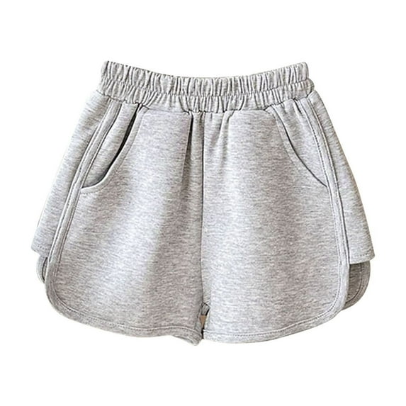 Loose Fitted Shorts for Girls New Toddler Baby Girl Sweat Shorts Casual Summer Comfy Elastic High Waist Running Clothes with Pockets Gray 5 Years