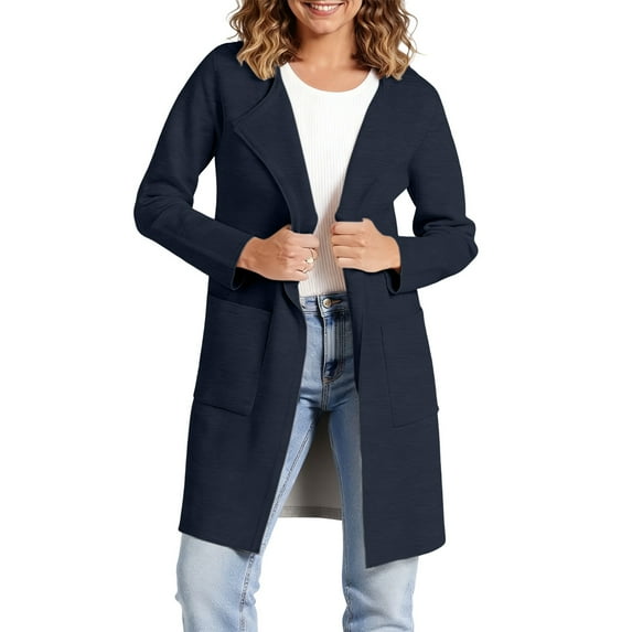 Loose-Fitting Longline Duster Cardigan Sweater Coat Womens Casual Knitwear