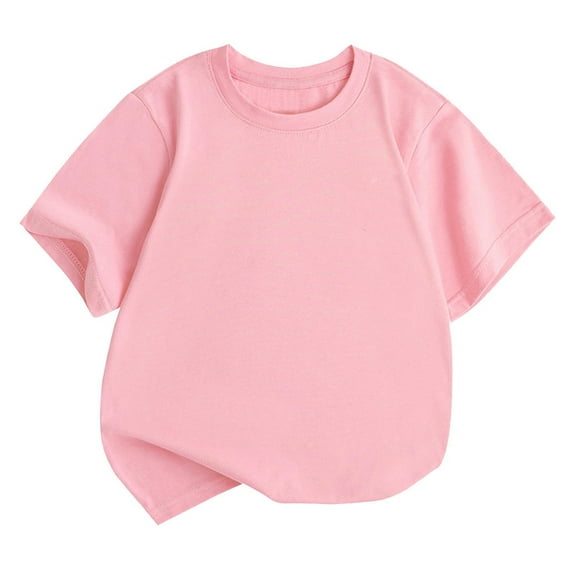Loose Fitting Shirts for Girl, New Solid Color Tee Shirt for Girls Short Sleeve T-Shirt Summer Round Neck Tops 2-3Y