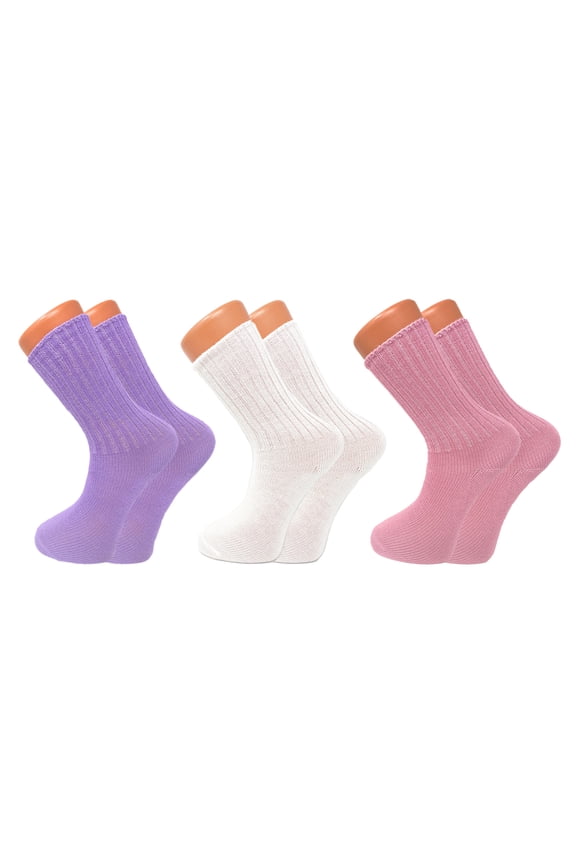 Loose Fitting Socks for Women Soft Crew Socks 3 Pairs Size 9-11 - S-1
