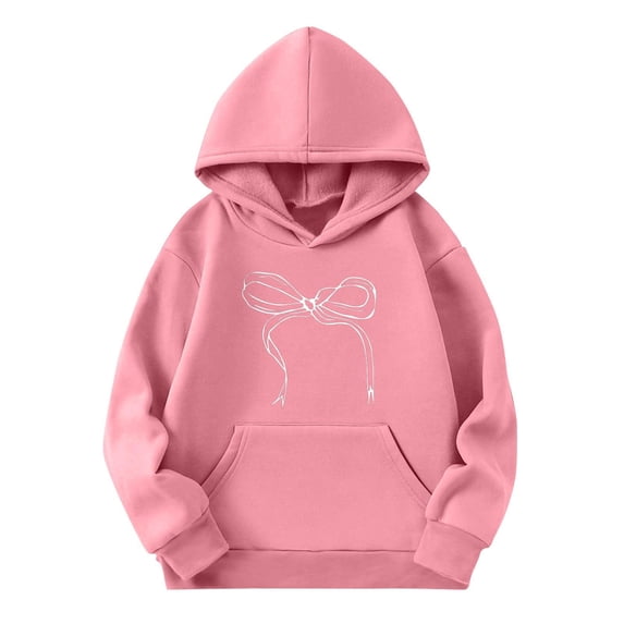 Loose Girls Pullover Hoodies Fall Long Sleeve Hooded Sweatshirts with Pocket Drop Shoulder Winter Casual Fashion Tops 7-8 Years, Pink