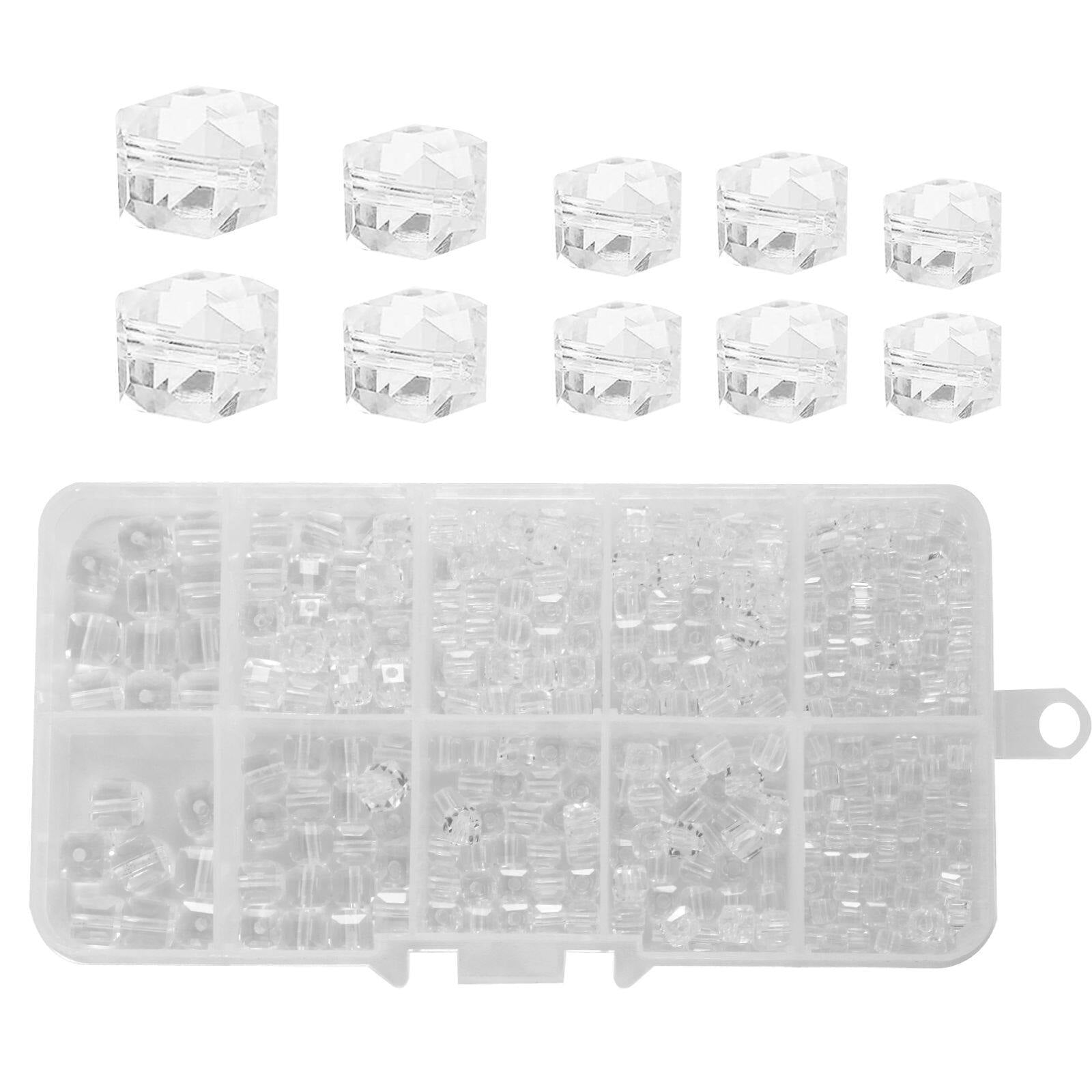 Loose Glass Beads Set DIY Clear Square Beads Faux Crystal Beads for