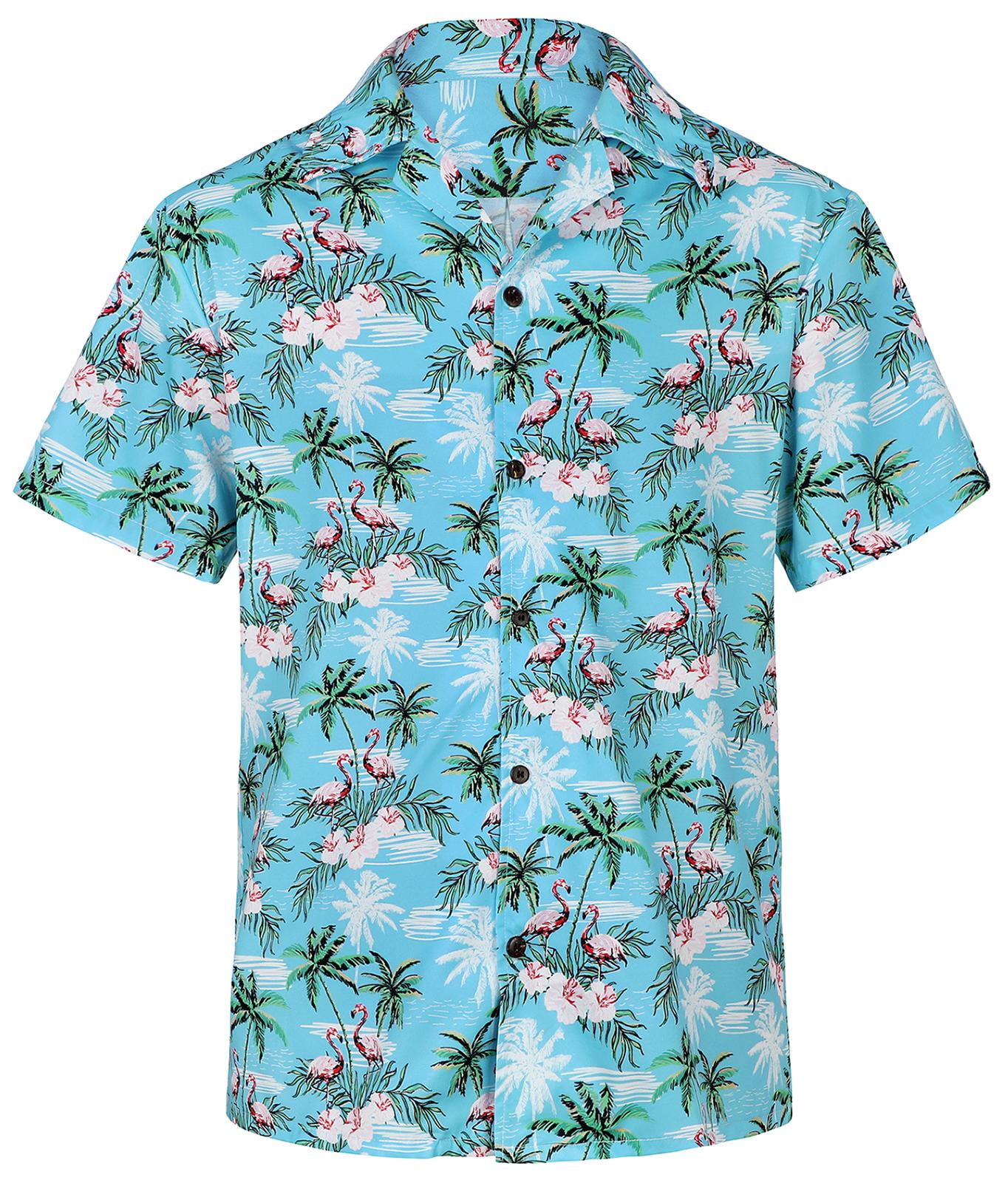Men's Flamingo Hawaiian Shirt - Tropical Button Down Beach Shirt For Vacation & Casual Wear