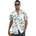 thumbnail image 1 of Loose Hawaiian Shirt for Men Short Sleeve Casual Button Down Floral Shirts White With Palm Trees L, 1 of 8