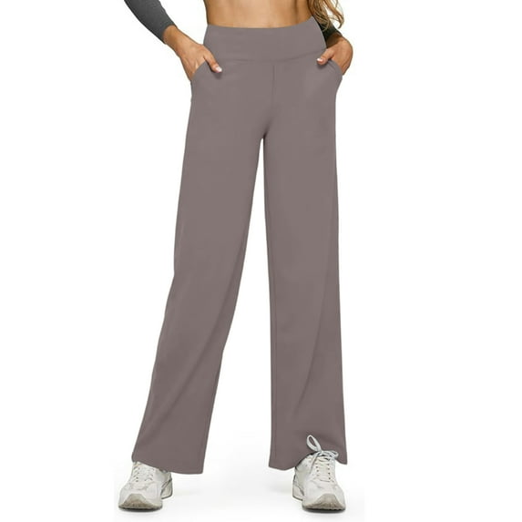 Loose High-Waist Business Casual Pants Yoga Pants, Yoga Pants Women Wide Leg Pants with Pockets Camel S