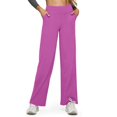 thumbnail image 1 of Loose High-Waist Business Casual Pants Yoga Pants, Yoga Pants Women Wide Leg Pants with Pockets Hot Pink 2XL, 1 of 4