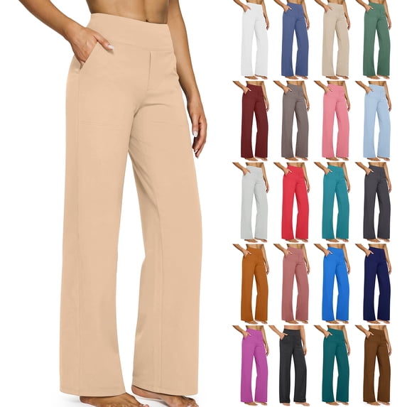 Workout Leggings Womens No Front Seam Straight Leggings High Waist Gym Yoga Pants Khaki S