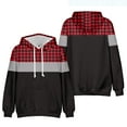 thumbnail image 1 of Loose Hoodies Panel Plaid Print Pullover Hoodie For Adults Kids Long Sleeve Sweatshirts,Child-120, 1 of 2