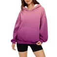 thumbnail image 1 of Loose Hoodies for Women Casual Sweatshirt Long Sleeve Gradient Colors Drop Shoulder Pullover Hooded Sweater, 1 of 3