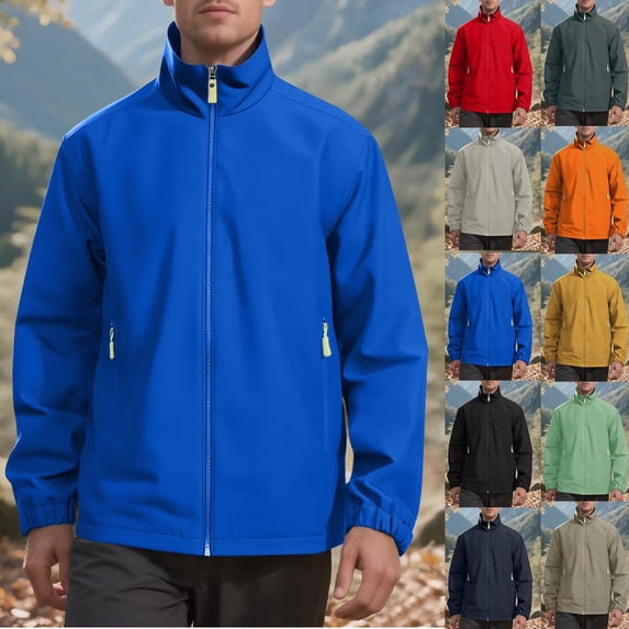Loose Large Size Sun Protective Clothing Men's Solid Color Outdoor Climb Pocket Zipper Long Sleeved Jacket Black Xxl