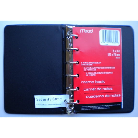 Loose-Leaf 6-Ring Memo Book, 1/2", 40 Sheets Narrow Ruled, 3 x 5, Assorted - Set of 2