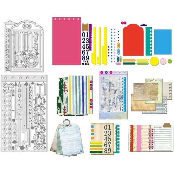 Loose-Leaf Binder Number Cutting Dies Notebook Diary Notes Frame Cutting Dies Stencils DIY Crafts Cards Cuts for DIY Embossing Card Making Photo Decorative Paper Dies Scrapbooking for DIY