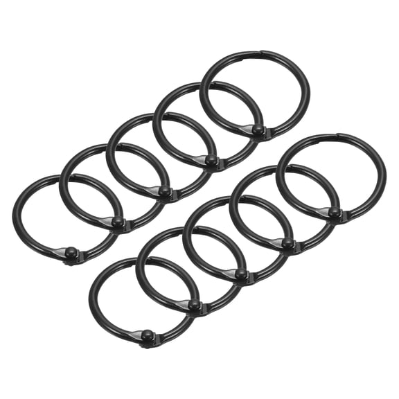 Loose-Leaf Binder Rings, 45mm/ 1.8" Metal Book Ring Key Holder, Black, 10Pack