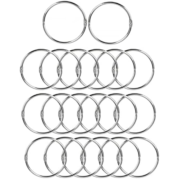 Loose Leaf Binder Rings Office Book Ring Clips 2 inch (20 Pack) for Index Cards Note Paper Metal Nickel Plated (Silver)