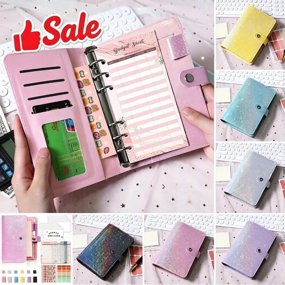 Loose-Leaf Budget Planner Binder, Undated Financial Ledger Organizer Kit with 12 Cash Envelopes, Budget Sheets & Stickers, Expense Tracker for Home & Office Money Management