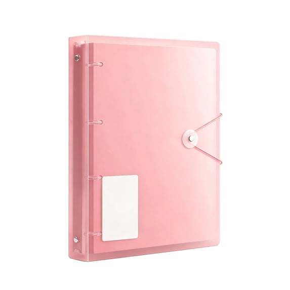 Loose Leaf Document File Folder Elastic Band Closure Label Pocket Paper Storage Organizer Pink
